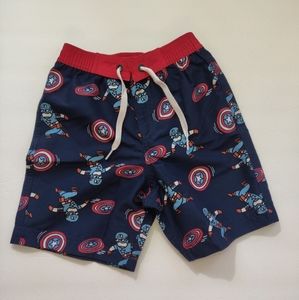 NWT New Marvel Captain America Hanna Andersson boy swim trunks 90 Size 3
